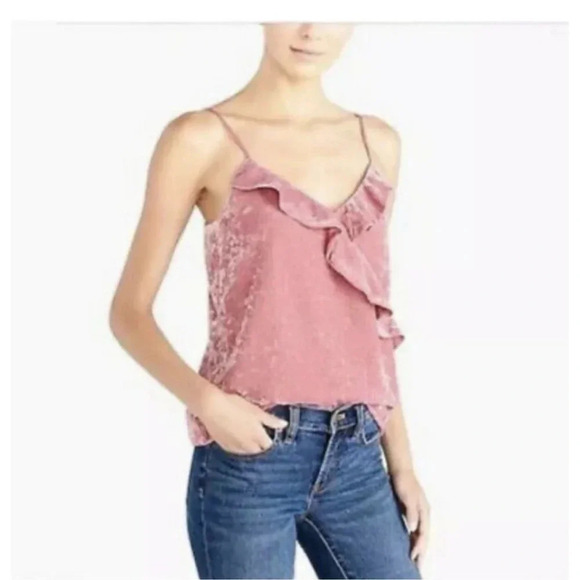 J. Crew Pink Velvet Ruffle Cami Tank Top Size XS - Picture 4 of 11